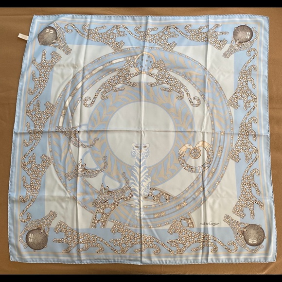 Cartier Jeweled Tiger Silk Scarf 🐅💎 - Picture 1 of 9